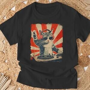 Cool Dj Cat Shirt, Funny Cat With Headphones, Stylish Cat Lovers Gift